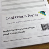 A4 Manuscript Music Paper 5x Double Stave Staff - 30 Loose-Leaf Sheets