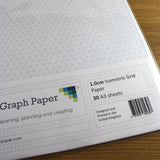 A3 Isometric Graph Paper 10mm 1cm - 30 Loose-Leaf Sheets