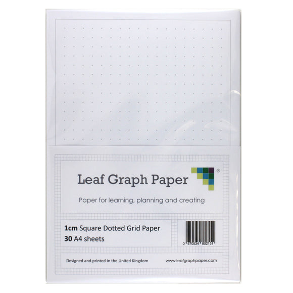 A4 Square Dotted Grid 10mm 1cm Graph Paper - 30 Loose-Leaf Sheets