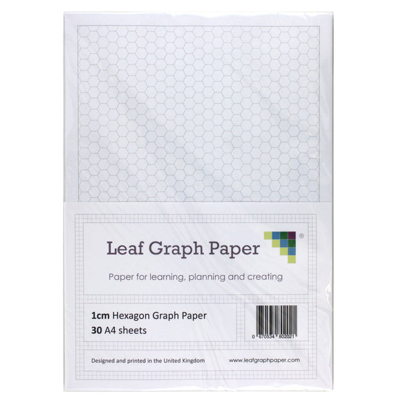 A4 Hexagon Graph Paper 10mm 1cm - 30 Loose-Leaf Sheets