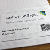 A4 Hexagon Graph Paper 10mm 1cm - 30 Loose-Leaf Sheets