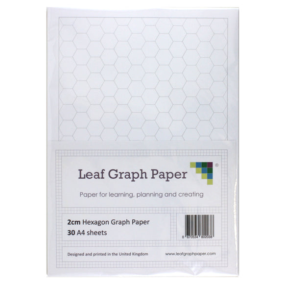 A4 Hexagon Graph Paper 20mm 2cm - 30 Loose-Leaf Sheets