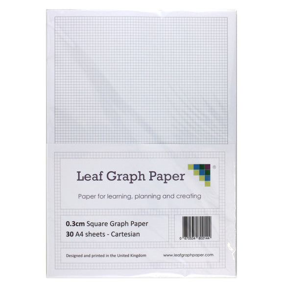 A4 Graph Paper 3mm 0.3cm Squared Cartesian - 30 Loose-Leaf Sheets