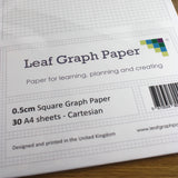 A4 Graph Paper 5mm 0.5cm Squared Cartesian - 30 Loose-Leaf Sheets