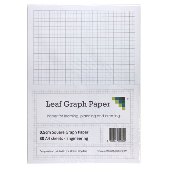 A4 Graph Paper 5mm 0.5cm Squared Engineering - 30 Loose-Leaf Sheets