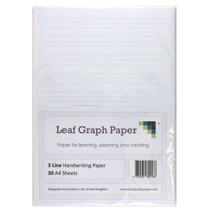 A4 Handwriting Paper Pack 3 Line Style - 30 Loose-Leaf Sheets - Teaching Resource