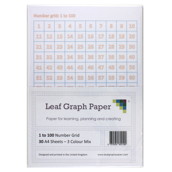 A4 Number Grid Pack - 1 to 100 Number Square - 30 Loose-Leaf Sheets - Teaching Resource