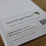 A4 Quadrant Coordinate Paper, Single Quadrant x1, 10mm 1cm Squared, 30 Sheet Pack