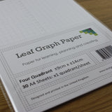 A4 Quadrant Coordinate Paper, Four Quadrant x1, 10mm 1cm Squared, 30 Sheet Pack