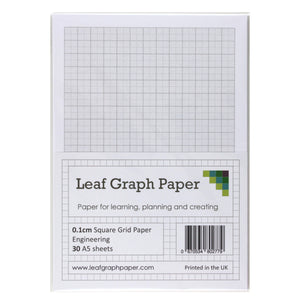 A5 Graph Paper 1mm 0.1cm Squared Engineering - 30 Loose-Leaf Sheets - Grey Grid