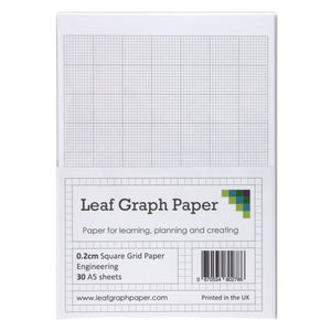 A5 Graph Paper 2mm 0.2cm Squared Engineering - 30 Loose-Leaf Sheets - Grey Grid