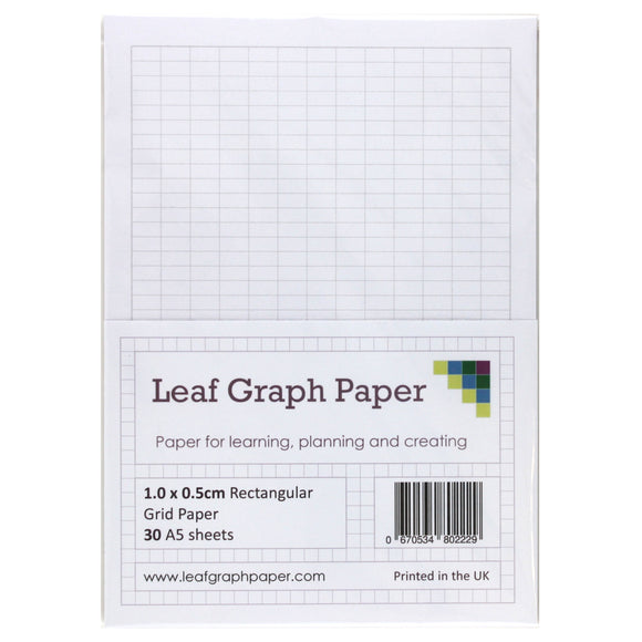 A5 Rectangle Graph Paper 10mm x 5mm - 30 Loose-Leaf Sheets