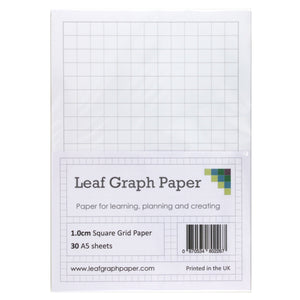 A5 Graph Paper 10mm 1cm Squared - 30 Loose-Leaf Sheets