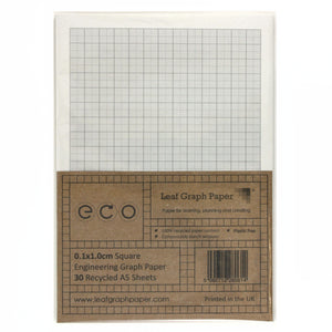 A5 Graph Paper 1mm 0.1cm Squared, 100% Recycled, Plastic Free, 30 Loose Sheets