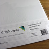 A3 Graph Paper 3mm 0.3cm Squared Cartesian - 30 Loose-Leaf Sheets