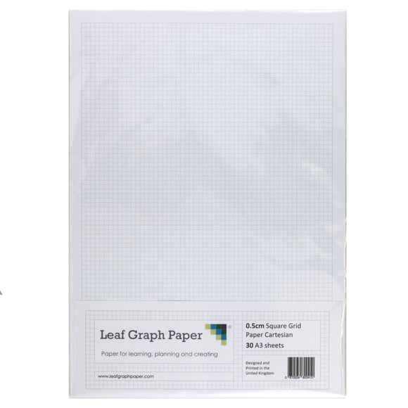 A3 Graph Paper 5mm 0.5cm Squared Cartesian - 30 Loose-Leaf Sheets