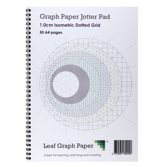 A4 Isometric Dotted Grid 10mm 1cm Graph Jotter Pad - 50 Portrait Pages
