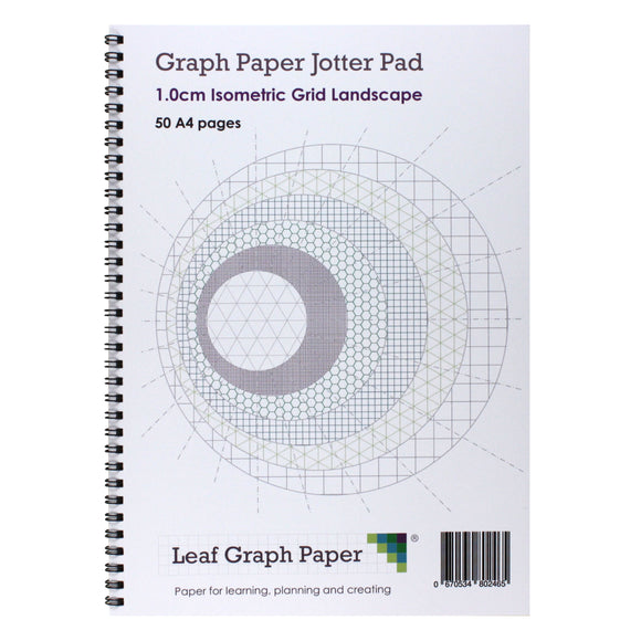 A4 Isometric Graph Paper 10mm 1cm Jotter Pad - 50 Landscape Pages