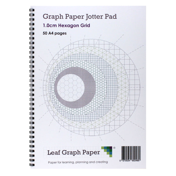 A4 Hexagon Graph Paper 10mm 1cm Jotter Pad - 50 Pages