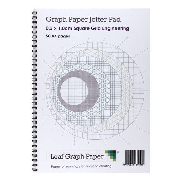 A4 Graph Paper 5mm 0.5cm Squared Jotter Pad - 50 Pages Engineering Style