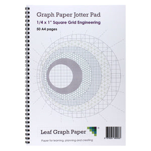 A4 Graph Paper 1/4 Inch 0.25" Squared Jotter Pad - 50 Pages Engineering Style
