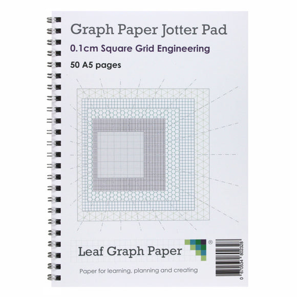 A5 Graph Paper 1mm 0.1cm Squared - Jotter Pad 50 Pages - Engineering Style