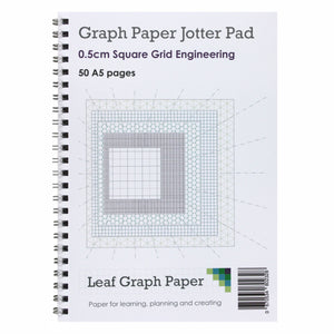 A5 Graph Paper 5mm 0.5cm Squared - Jotter Pad 50 Pages - Engineering Style