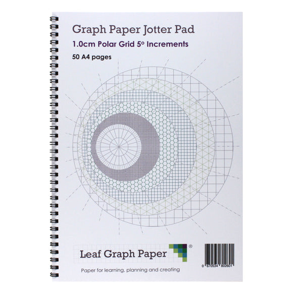 A4 Polar Graph Paper 5 Degree Increments, Jotter Pad 50 Portrait Pages