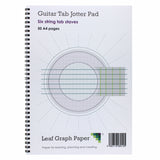 A4 Guitar Tab Blank Sheet Music, 10x Six String Tab Staves, Jotter Pad 50 Pages