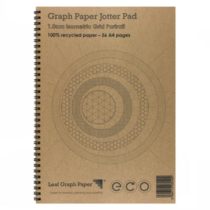 A4 Isometric Grid Paper 10mm 1cm, 100% Recycled Jotter Pad, 56 Portrait Pages