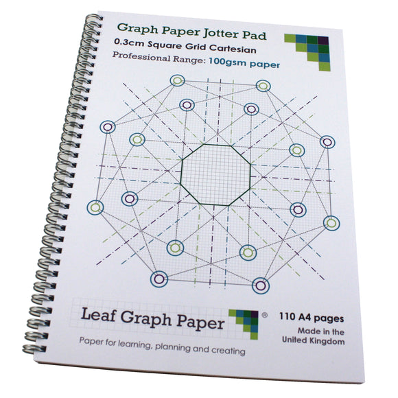 3mm 0.3cm Squared Graph Paper Jotter, 110 A4 pages, Frosted Covers, 100gsm Paper