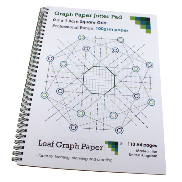 5mm 0.5cm Squared Graph Paper Jotter, 110 A4 pages, Frosted Covers, 100gsm Paper