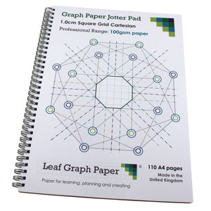 10mm 1.0cm Squared Graph Paper Jotter, 110 A4 pages, Frosted Covers, 100gsm Paper
