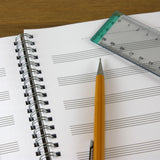A4 Manuscript Music Paper Single Stave Staff, 110 Page Jotter, 100gsm Paper