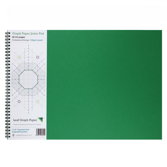A3 Graph Paper 1/10 0.1 Inch 0Squared, 60 Page Jotter Pad, Grey