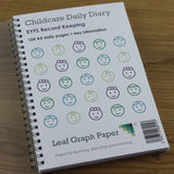 A5 Childcare Daily Diary, Childminder Journal, EYFS 124 Days, Acetate Cover Board Backed